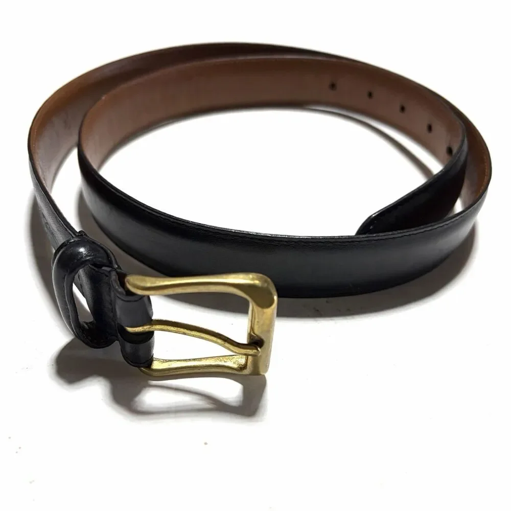Coach Men’s Brass Buckle Leather Dress Belt Size 38 Black